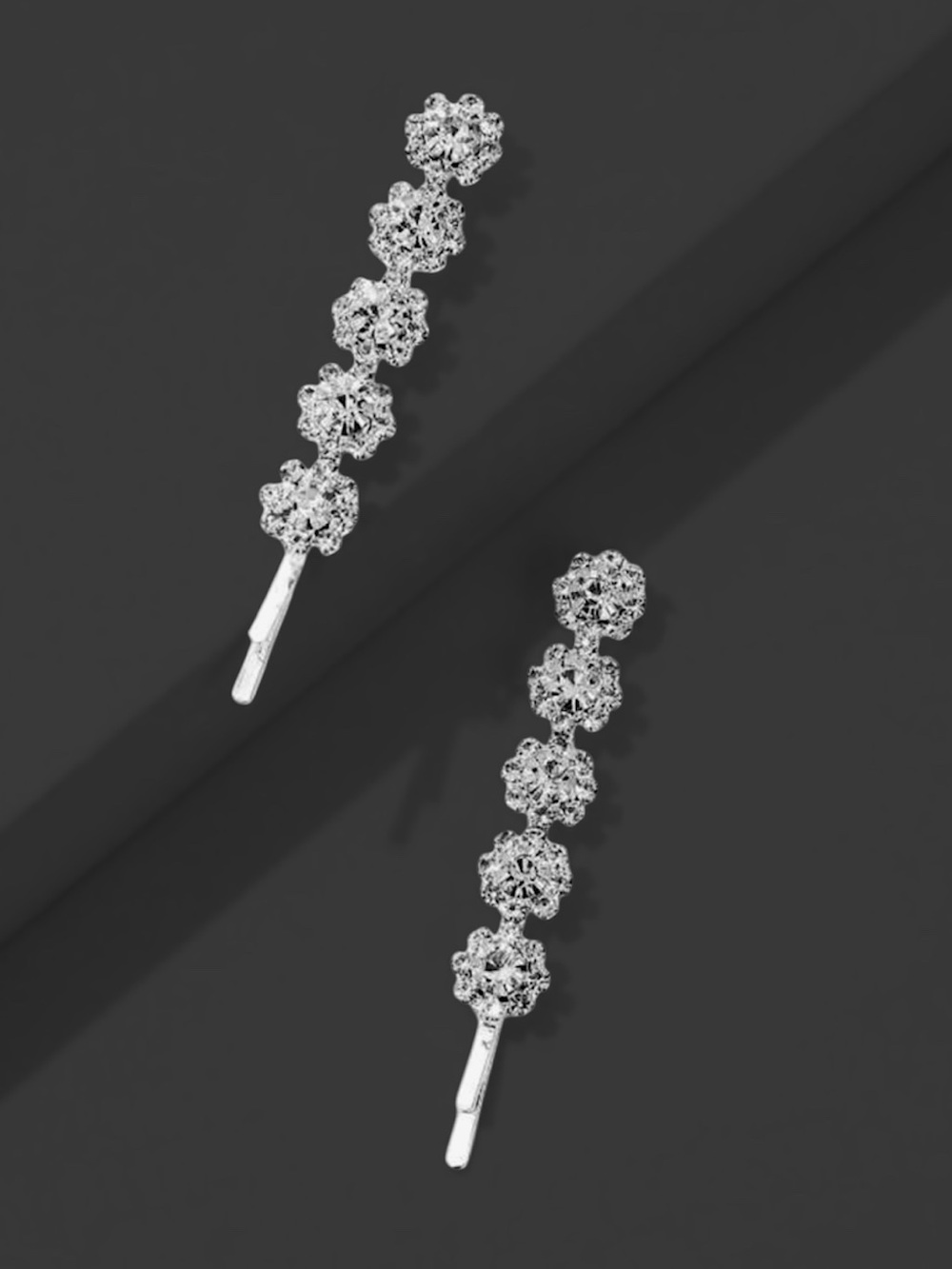 Crystal Rhinestone Hair Pin Set - Pink